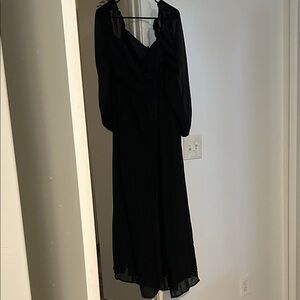 SHEIN Black Maxi Dress with Sheer Long Sleeves